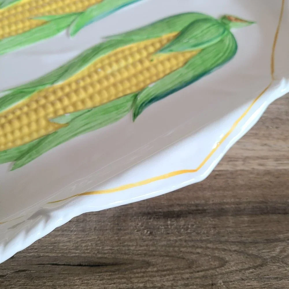 Vintage ceramic plate for corn. Made in Japan. - Picture 3 of 7